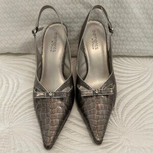 Elements by Nina Tanya Pewter Dressy Slingback Pump, 3.5 Inch Heels, Size 11